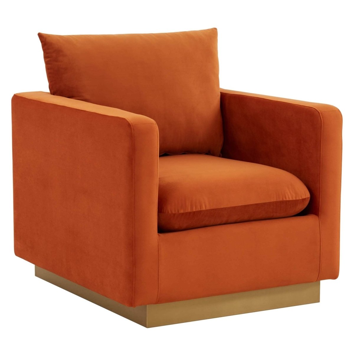Nervo Modern Mid - Century Upholstered Velvet/Leather Accent Chair with Gold Base