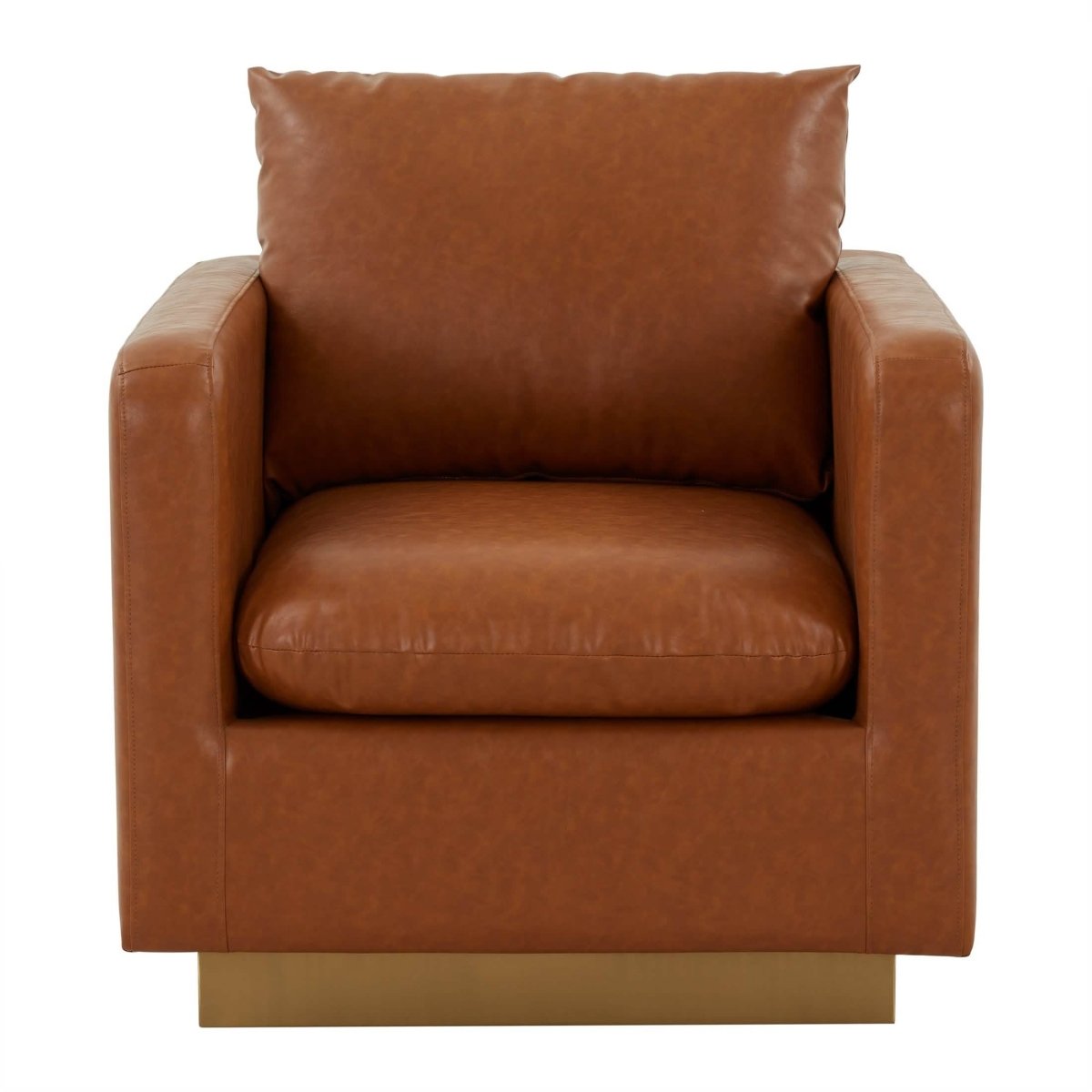 Nervo Modern Mid - Century Upholstered Velvet/Leather Accent Chair with Gold Base