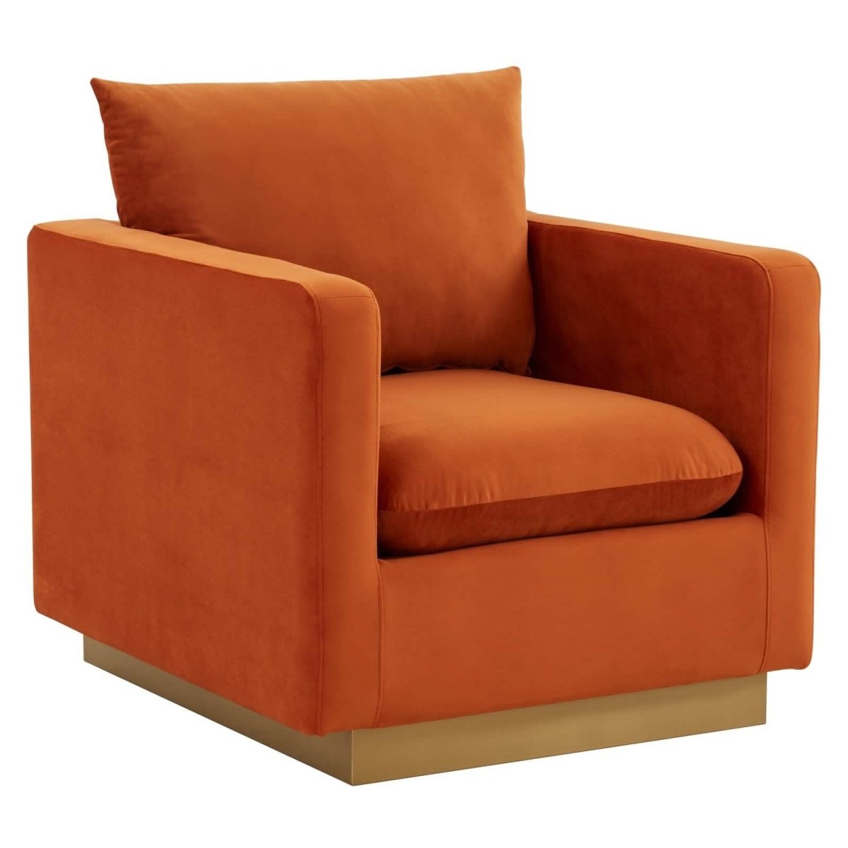 Nervo Modern Mid - Century Upholstered Velvet/Leather Accent Chair with Gold Base