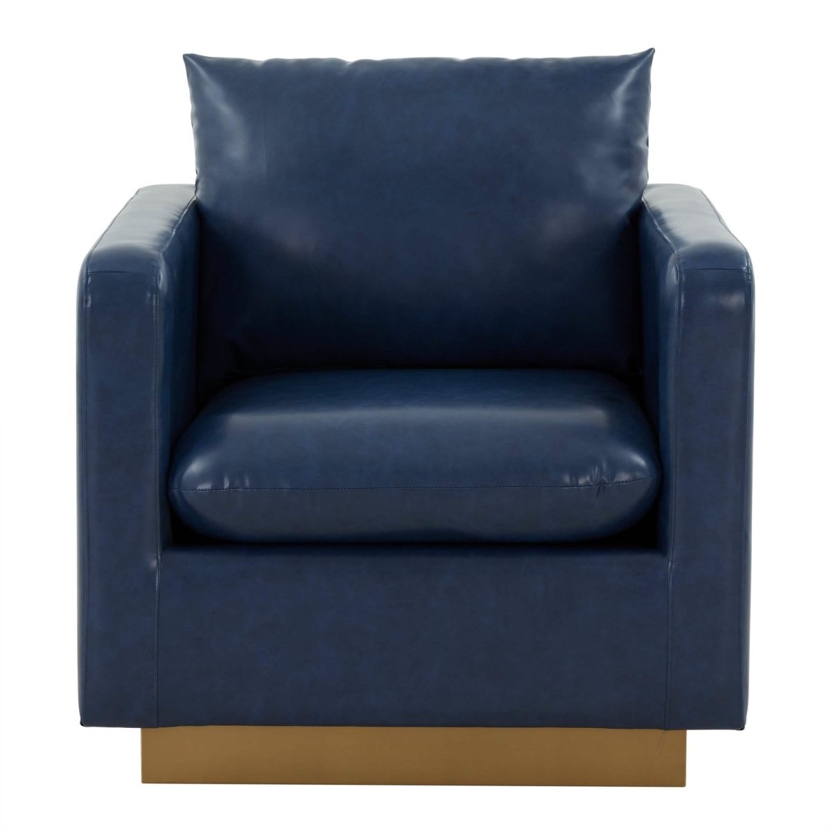 Nervo Modern Mid - Century Upholstered Velvet/Leather Accent Chair with Gold Base