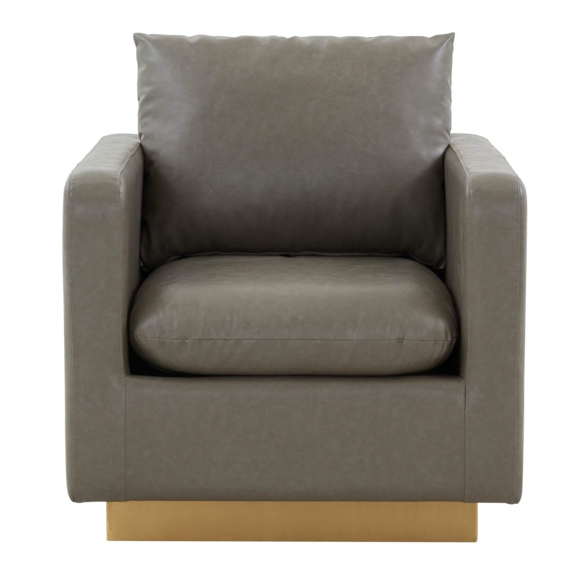 Nervo Modern Mid - Century Upholstered Velvet/Leather Accent Chair with Gold Base