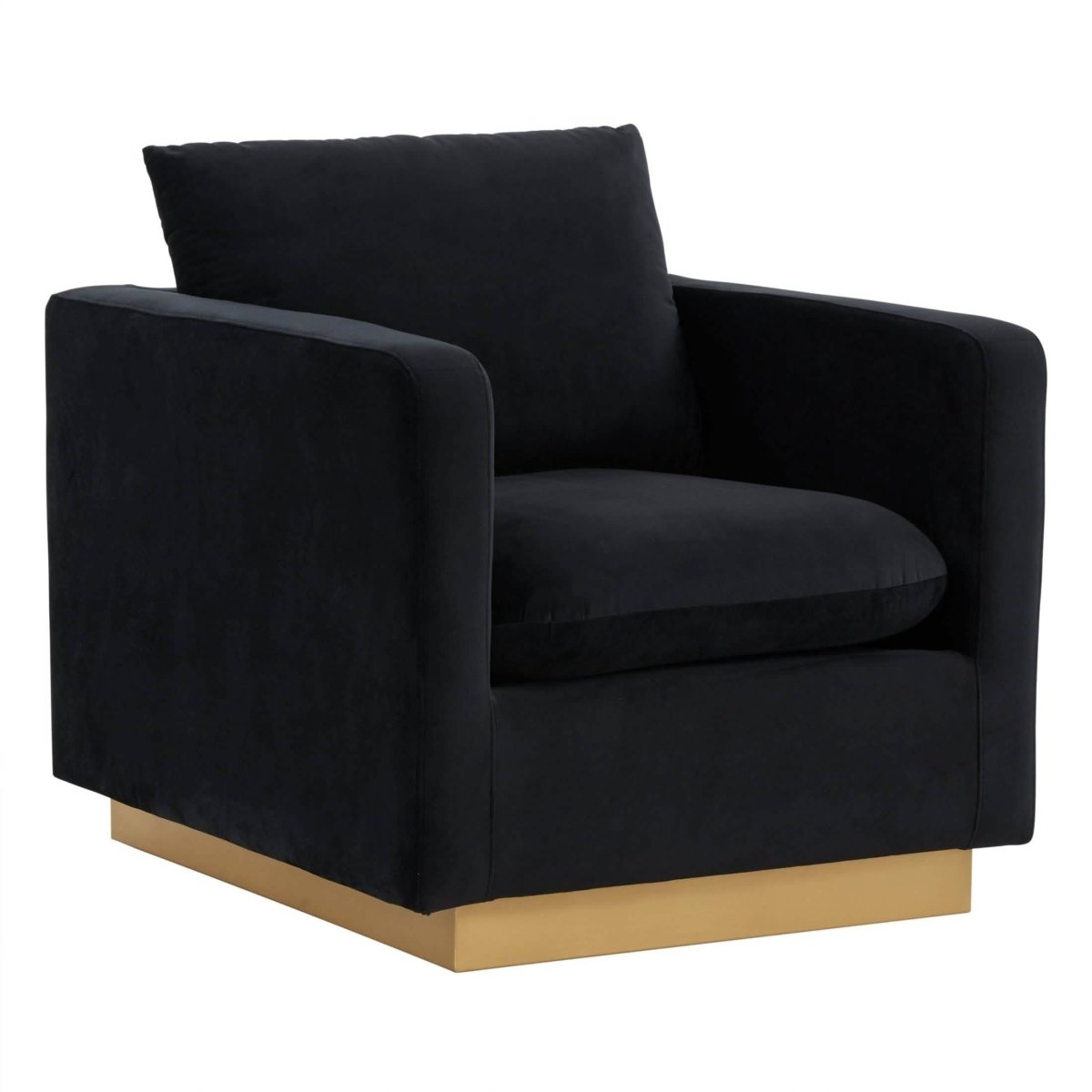 Nervo Modern Mid - Century Upholstered Velvet/Leather Accent Chair with Gold Base