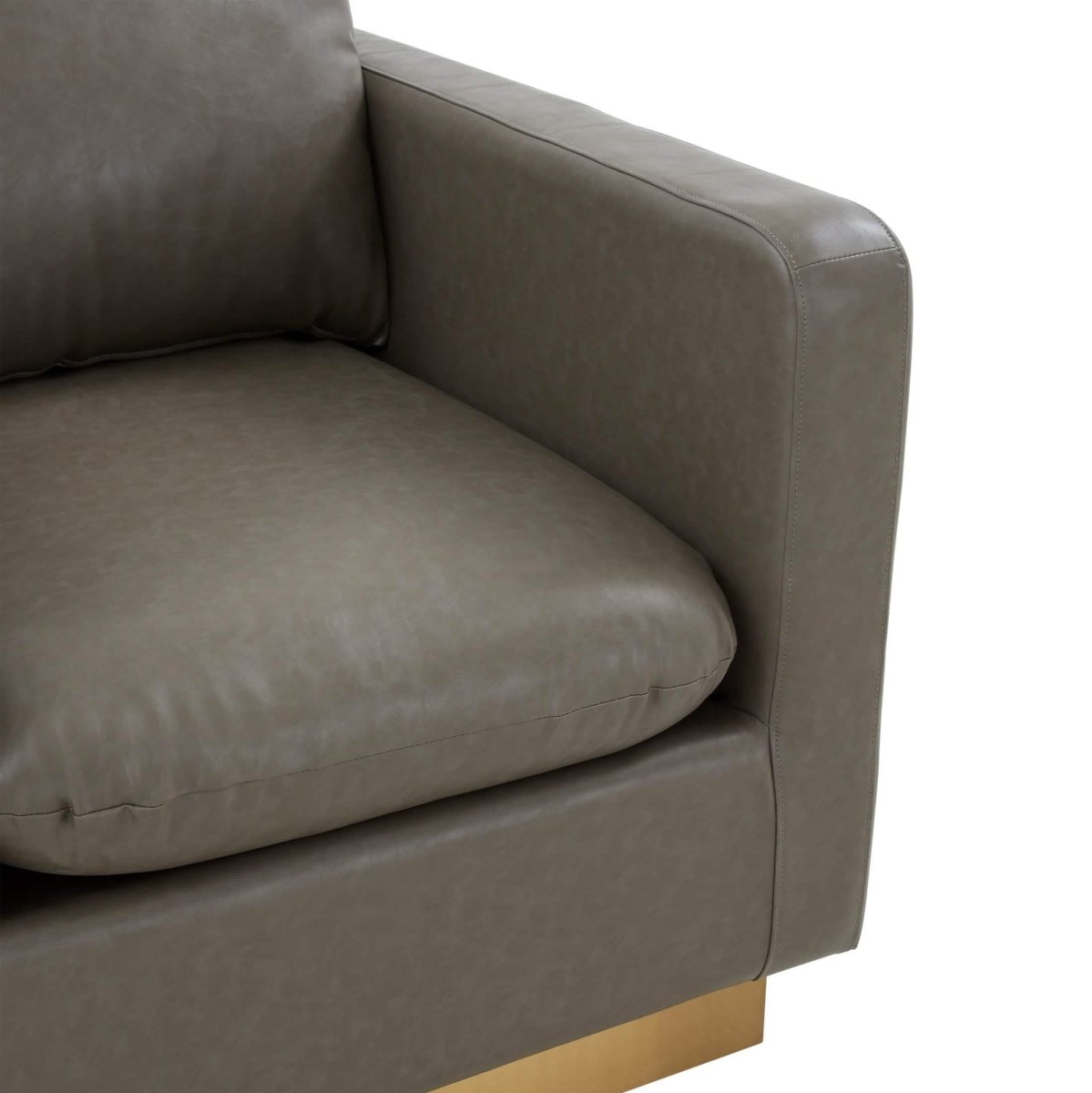 Nervo Modern Mid - Century Upholstered Velvet/Leather Accent Chair with Gold Base