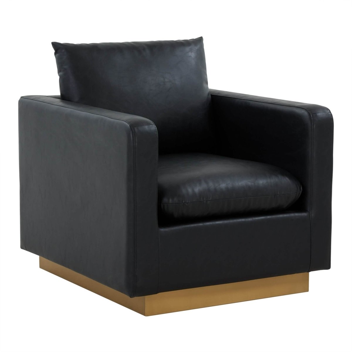 Nervo Modern Mid - Century Upholstered Velvet/Leather Accent Chair with Gold Base