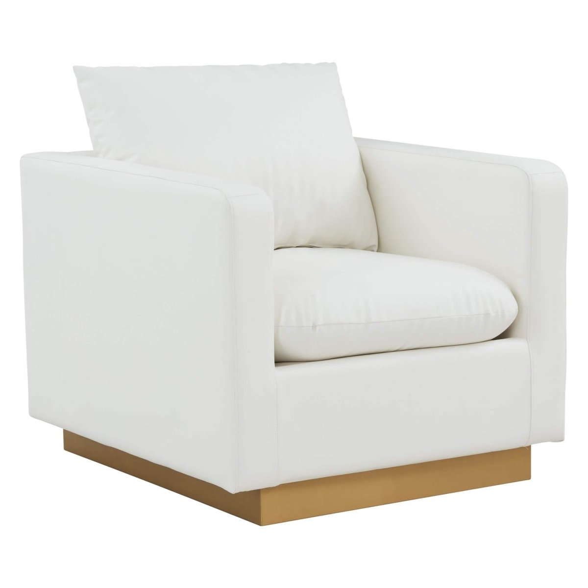 Nervo Modern Mid - Century Upholstered Velvet/Leather Accent Chair with Gold Base