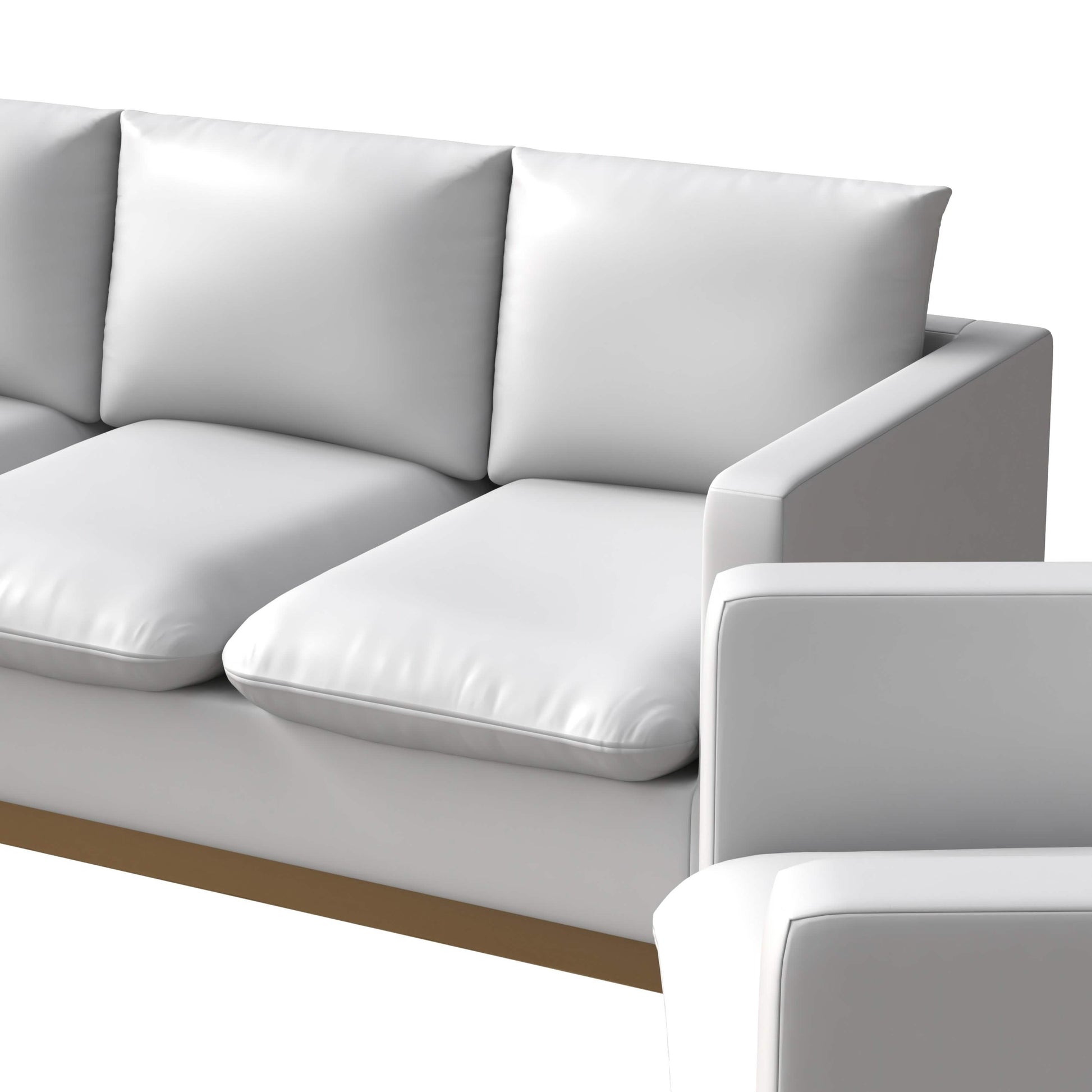 Nervo Velvet/Leather 3 - Piece Living Room Sofa Set With Gold Frame and Removable Cushions