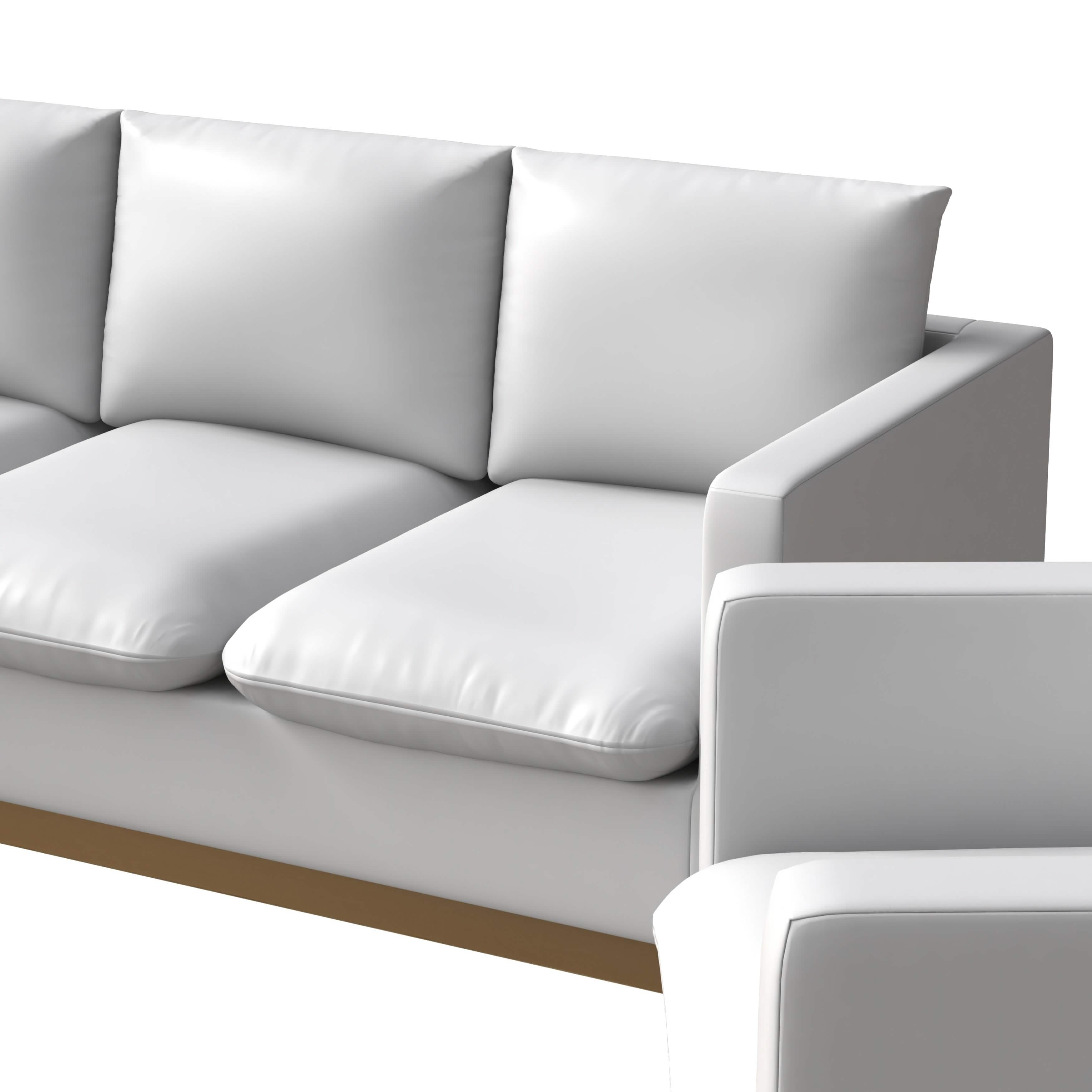 Nervo Velvet/Leather 3 - Piece Living Room Sofa Set With Gold Frame and Removable Cushions