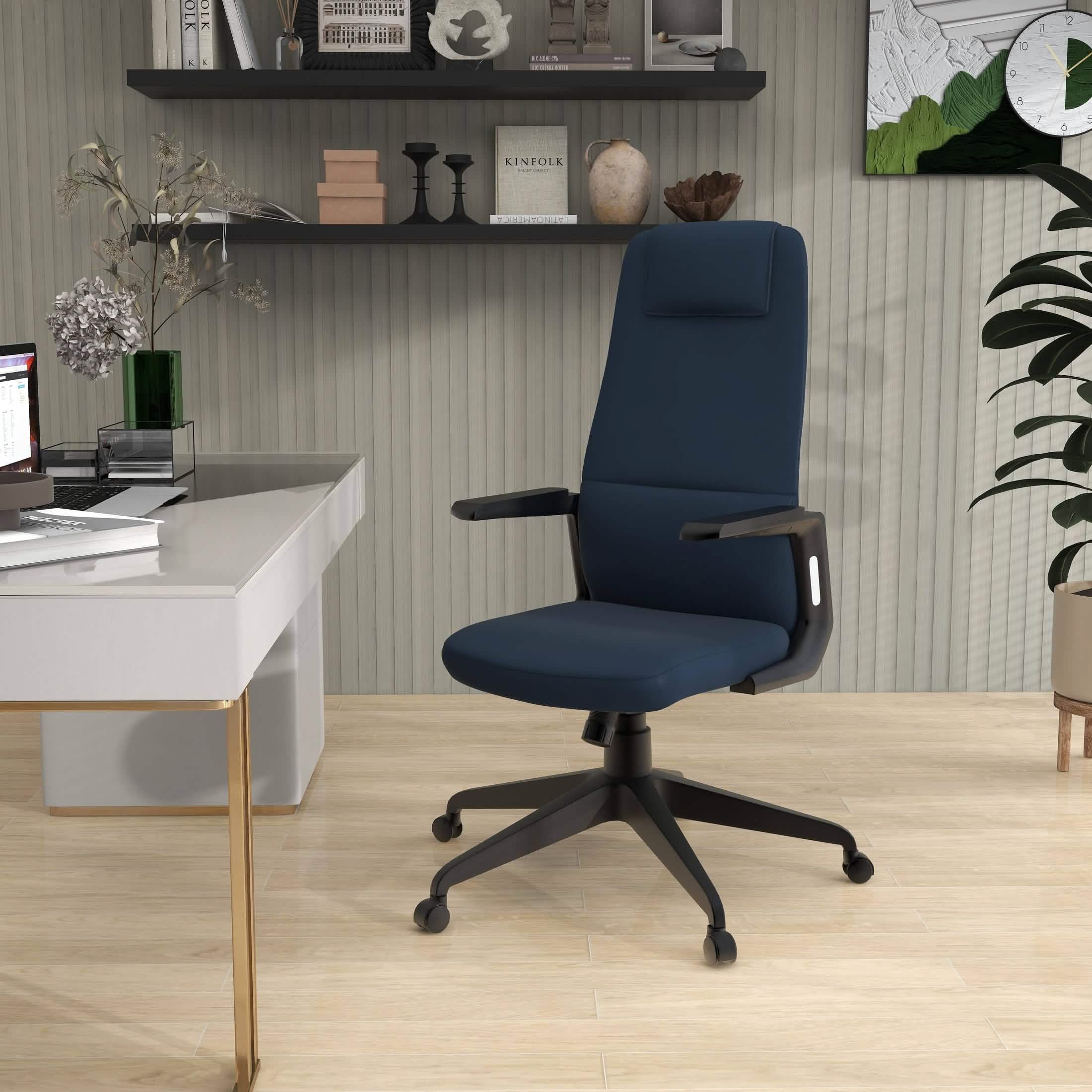 Nexa High - Back Conference Office Chair in Leather/Polyester Adjustable Height Swivel and Tilt