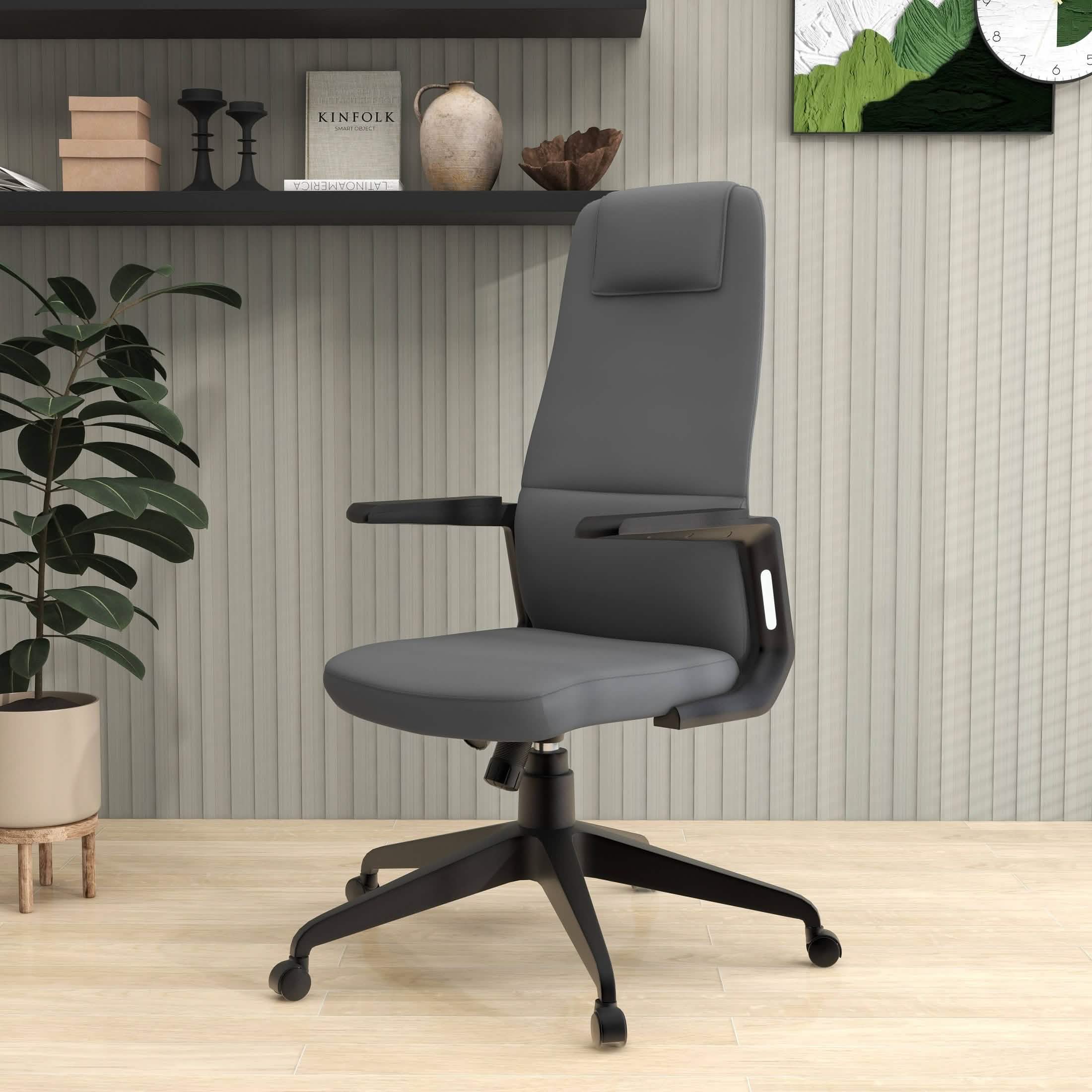 Nexa High - Back Conference Office Chair in Leather/Polyester Adjustable Height Swivel and Tilt