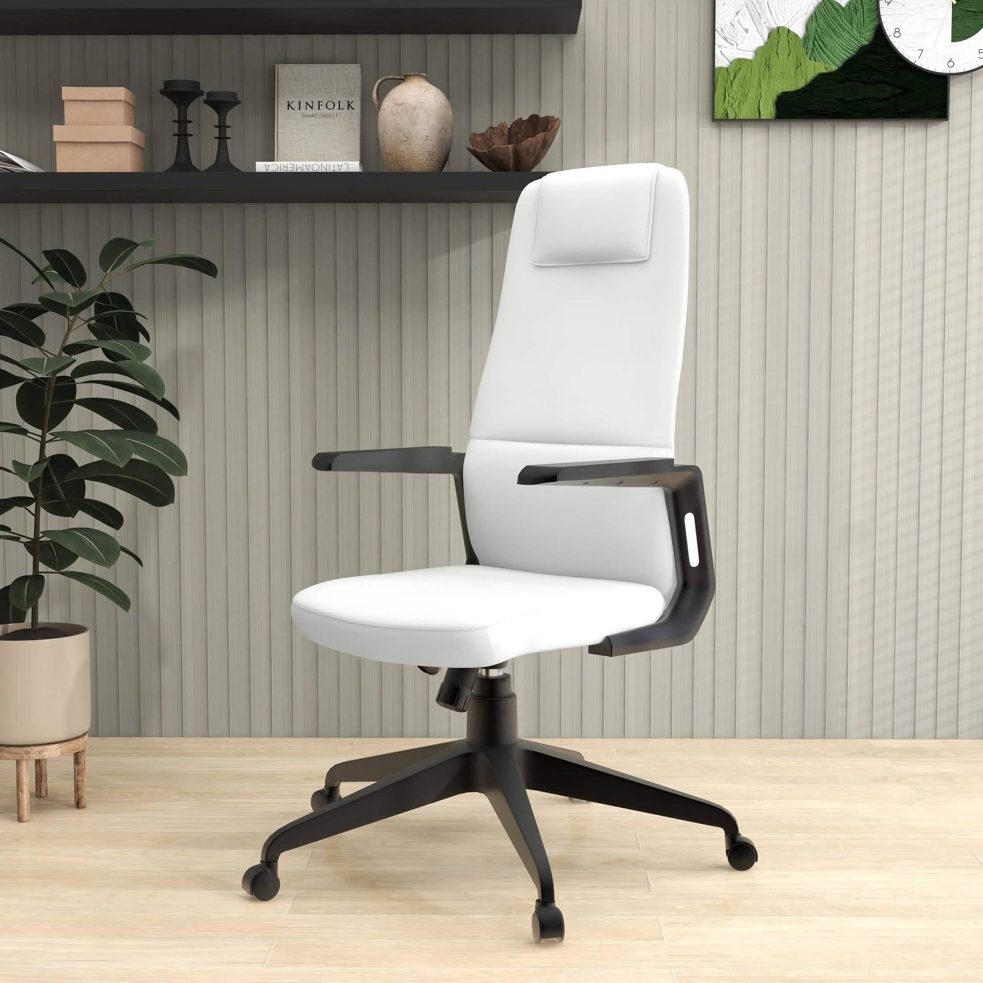 Nexa High - Back Conference Office Chair in Leather/Polyester Adjustable Height Swivel and Tilt