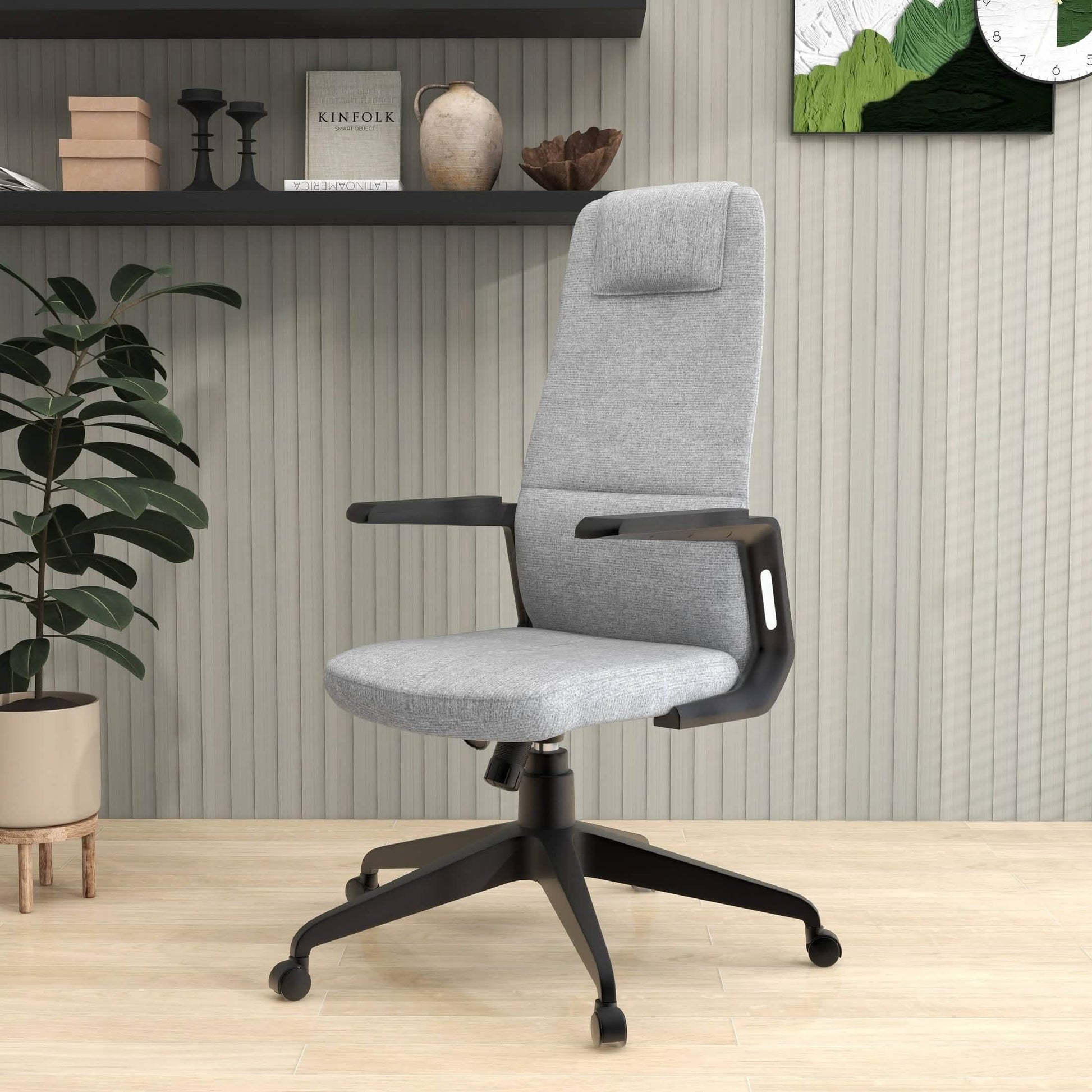 Nexa High - Back Conference Office Chair in Leather/Polyester Adjustable Height Swivel and Tilt