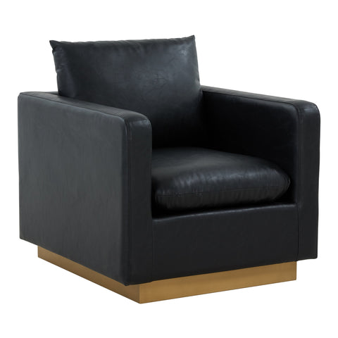 Nervo Modern Mid-Century Upholstered Velvet/Leather Accent Chair with Gold Base