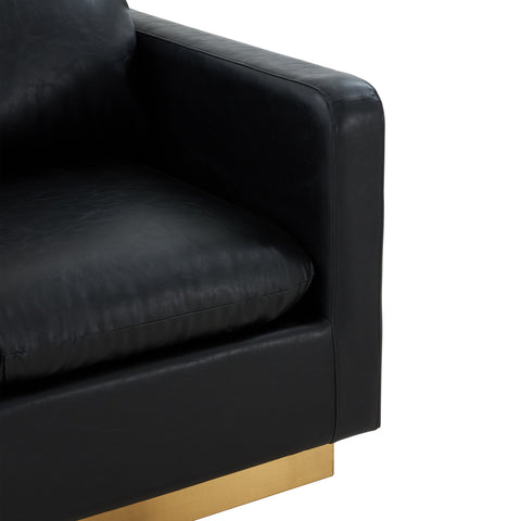 Nervo Modern Mid-Century Upholstered Velvet/Leather Accent Chair with Gold Base