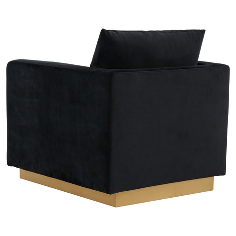 Nervo Modern Mid-Century Upholstered Velvet/Leather Accent Chair with Gold Base