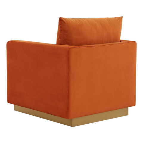 Nervo Modern Mid-Century Upholstered Velvet/Leather Accent Chair with Gold Base