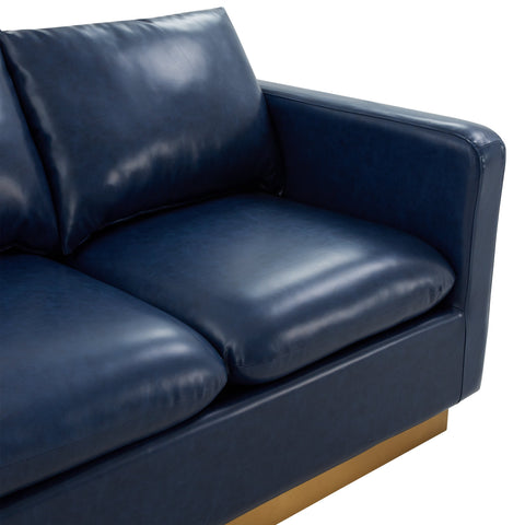 Nervo Upholstered Velvet/Leather Loveseat with Gold Stainless Steel Base