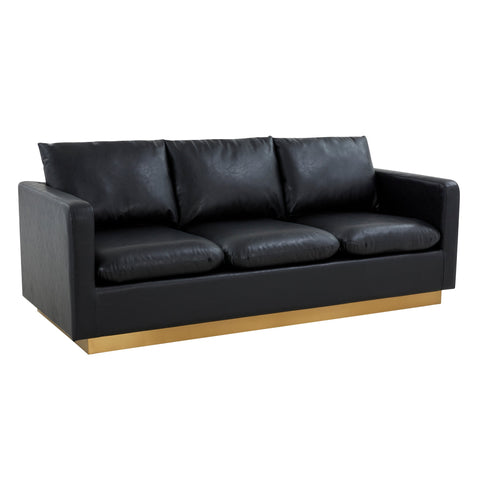 Nervo 3-Seater Velvet/Leather Full Sofa with Gold Stainless Steel Base