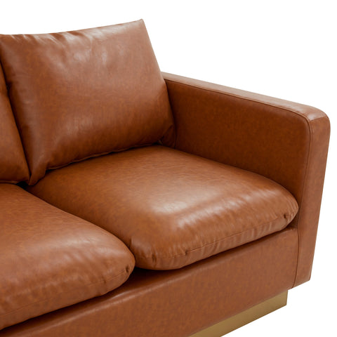 Nervo 3-Seater Velvet/Leather Full Sofa with Gold Stainless Steel Base