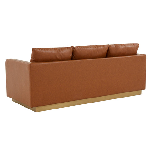 Nervo 3-Seater Velvet/Leather Full Sofa with Gold Stainless Steel Base