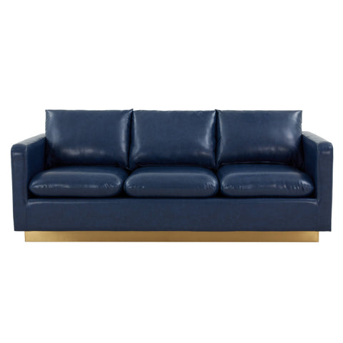 Nervo 3-Seater Velvet/Leather Full Sofa with Gold Stainless Steel Base