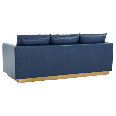 Nervo 3-Seater Velvet/Leather Full Sofa with Gold Stainless Steel Base