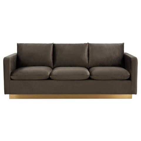 Nervo 3-Seater Velvet/Leather Full Sofa with Gold Stainless Steel Base