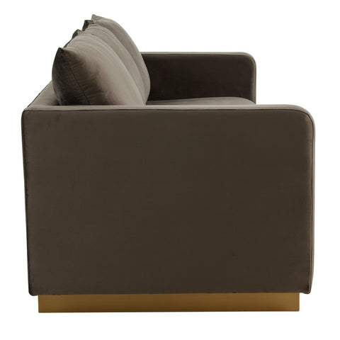 Nervo 3-Seater Velvet/Leather Full Sofa with Gold Stainless Steel Base