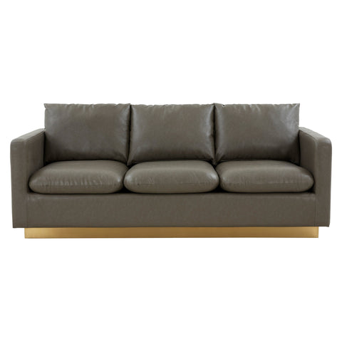 Nervo 3-Seater Velvet/Leather Full Sofa with Gold Stainless Steel Base