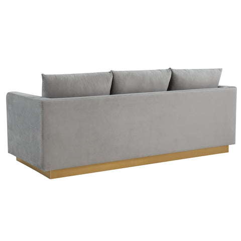 Nervo 3-Seater Velvet/Leather Full Sofa with Gold Stainless Steel Base