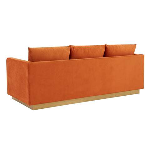 Nervo 3-Seater Velvet/Leather Full Sofa with Gold Stainless Steel Base