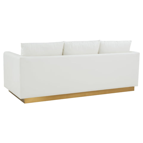 Nervo 3-Seater Velvet/Leather Full Sofa with Gold Stainless Steel Base