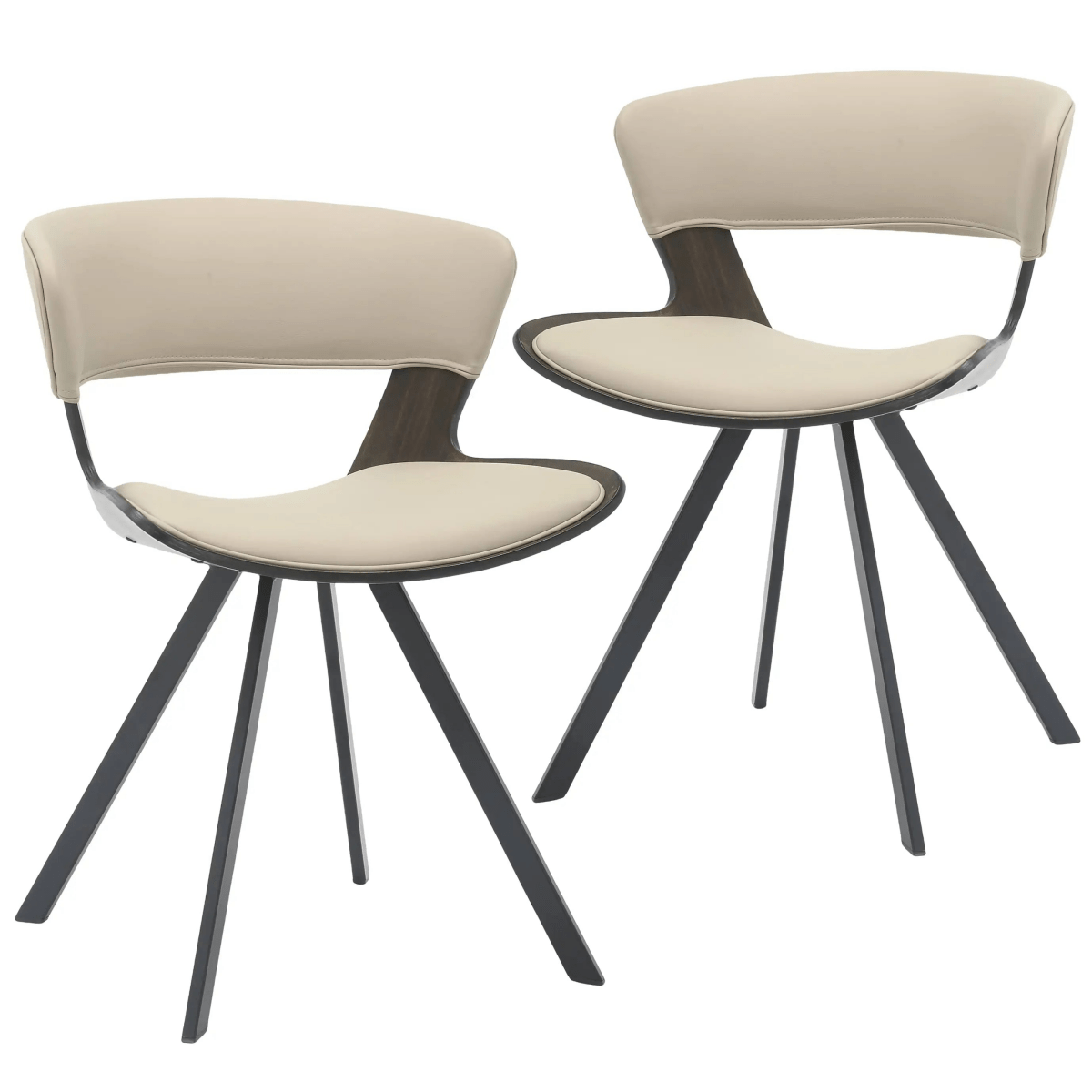 Nymia Modern Upholstered Dining Chair With Saddle Seat Design and Iron Legs Set of 2