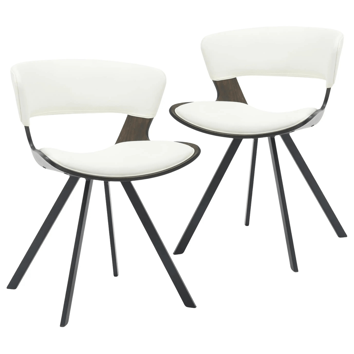 Nymia Modern Upholstered Dining Chair With Saddle Seat Design and Iron Legs Set of 2