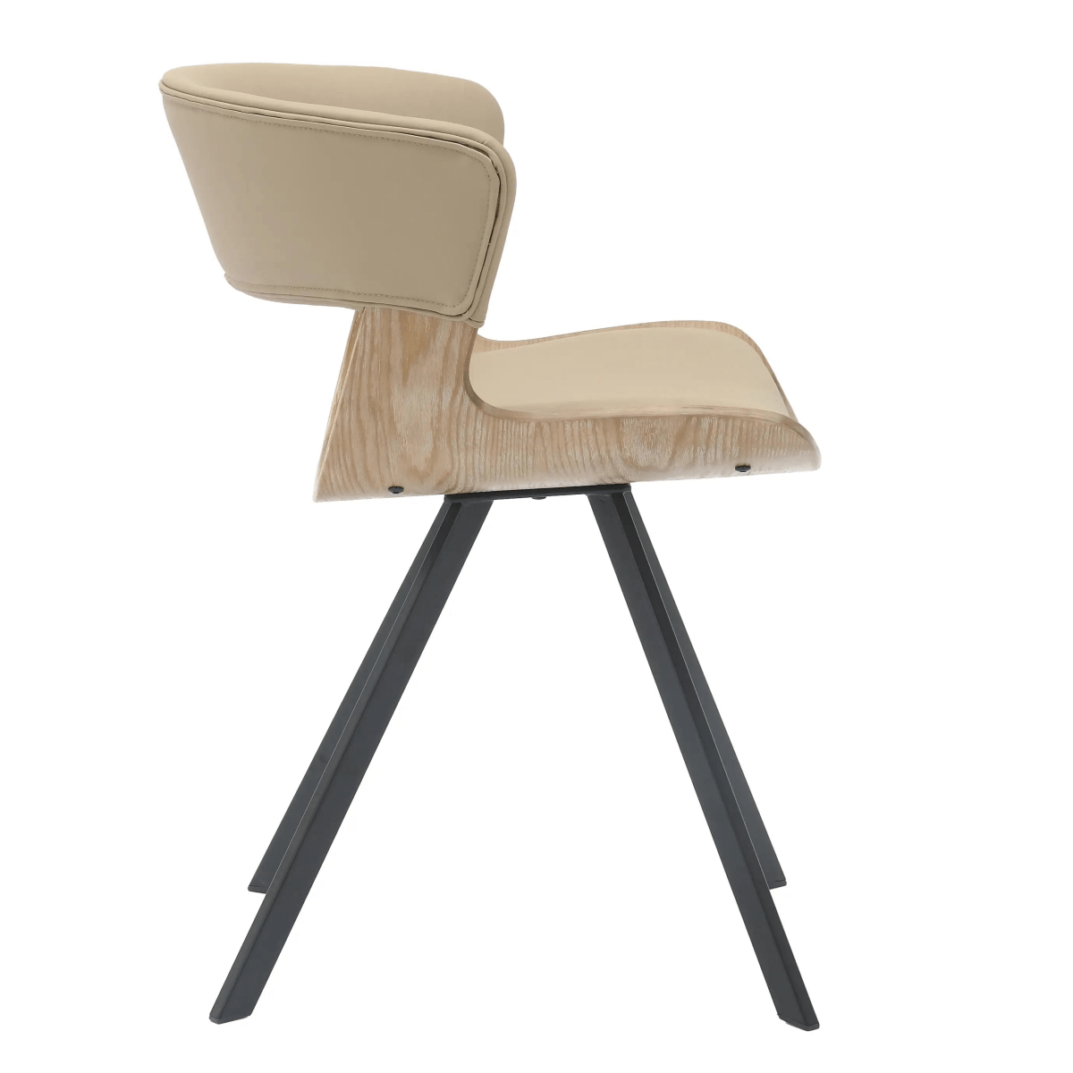Nymia Modern Upholstered Dining Chair With Saddle Seat Design and Iron Legs Set of 2