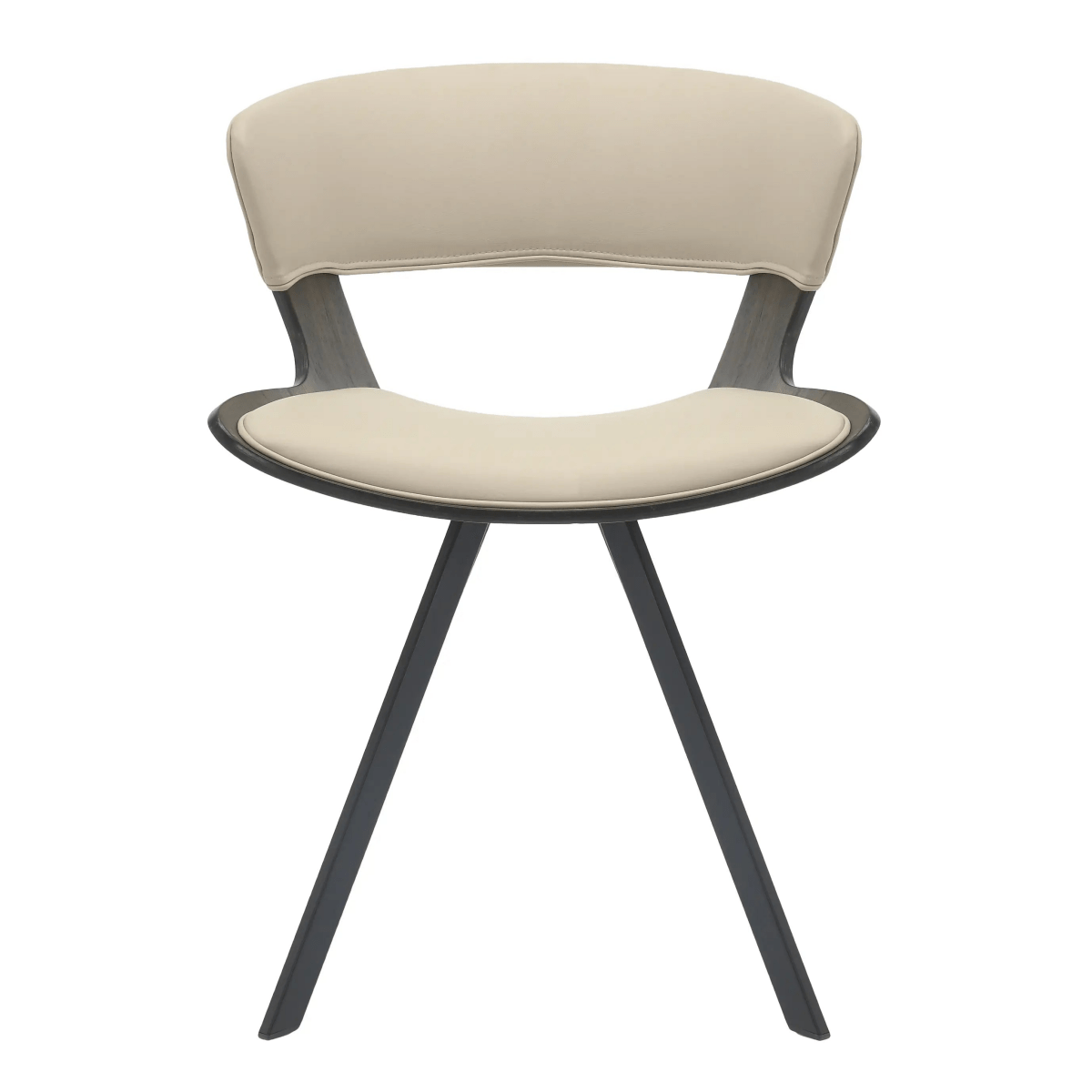 Nymia Modern Upholstered Dining Chair With Saddle Seat Design and Iron Legs Set of 2
