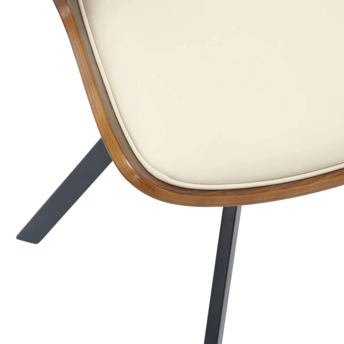 Nymia Modern Upholstered Dining Chair With Saddle Seat Design and Iron Legs Set of 2