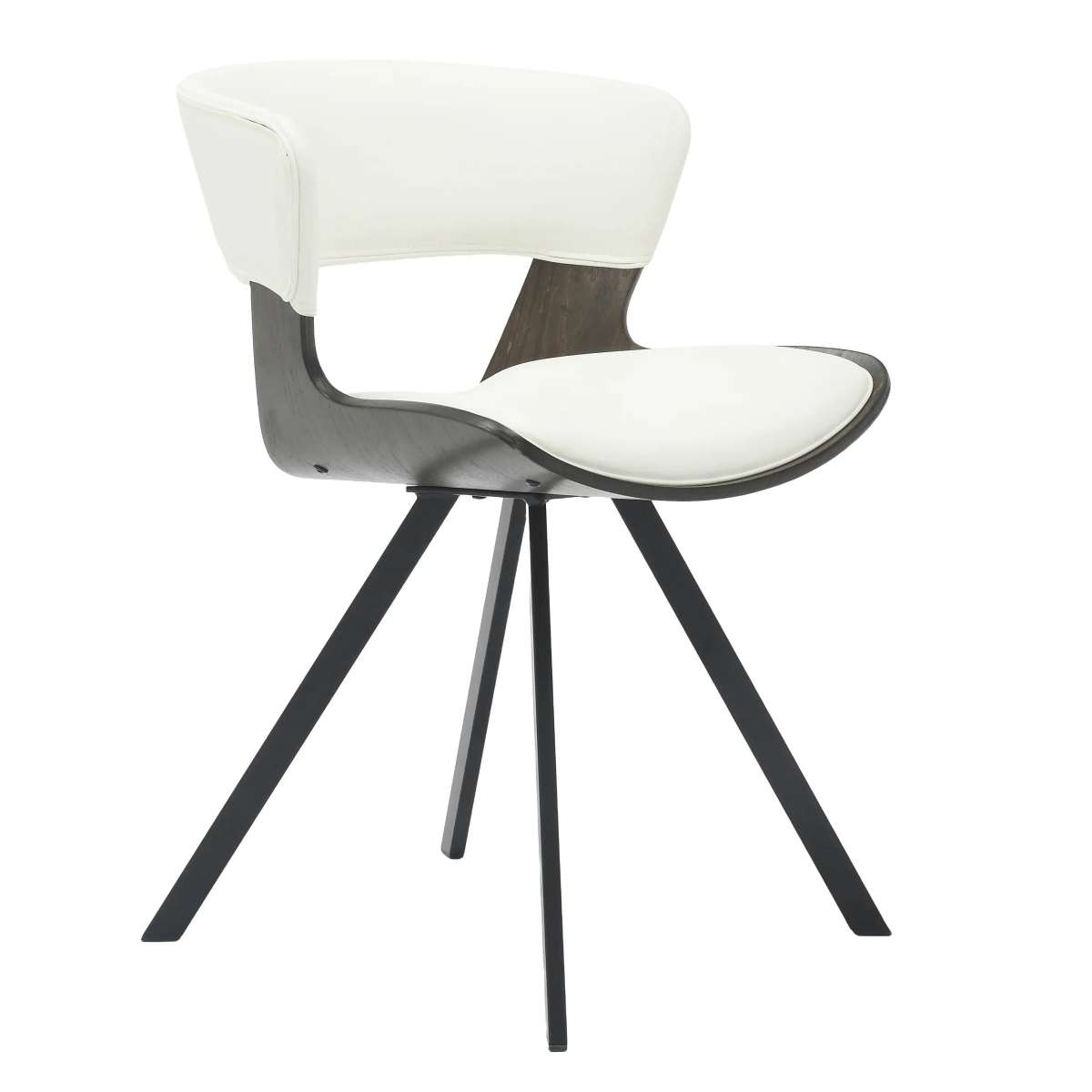 Nymia Modern Upholstered Dining Chair With Saddle Seat Design and Iron Legs Set of 2