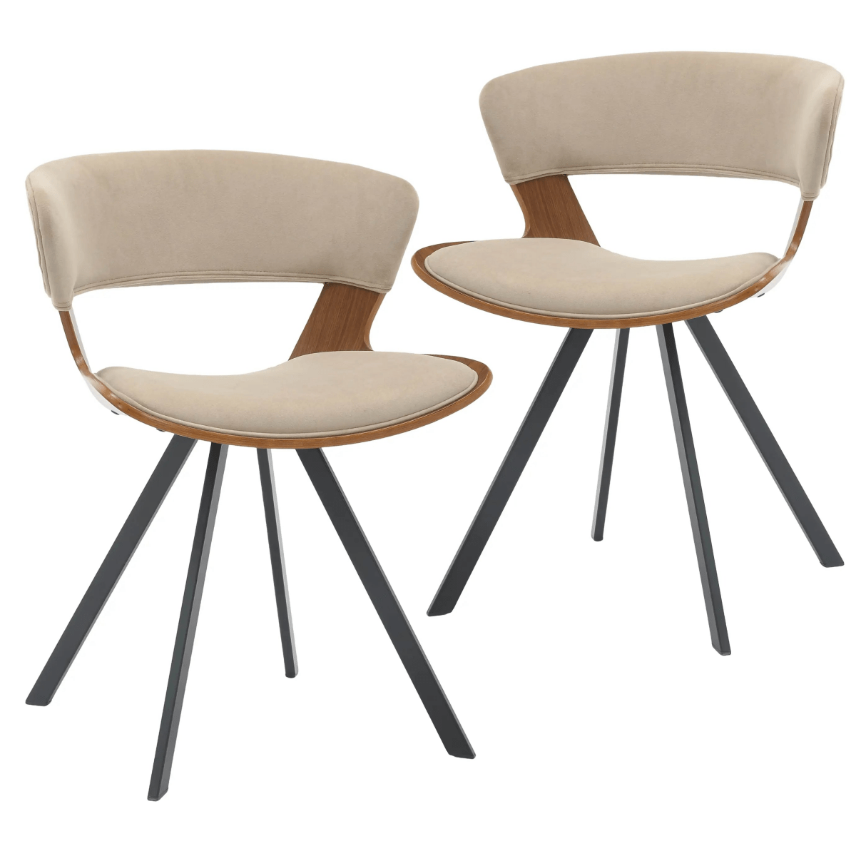 Nymia Modern Upholstered Dining Chair With Saddle Seat Design and Iron Legs Set of 2