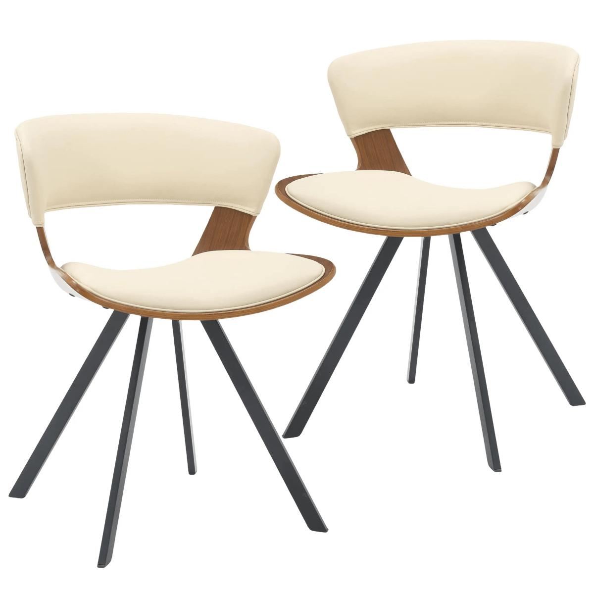Nymia Modern Upholstered Dining Chair With Saddle Seat Design and Iron Legs Set of 2