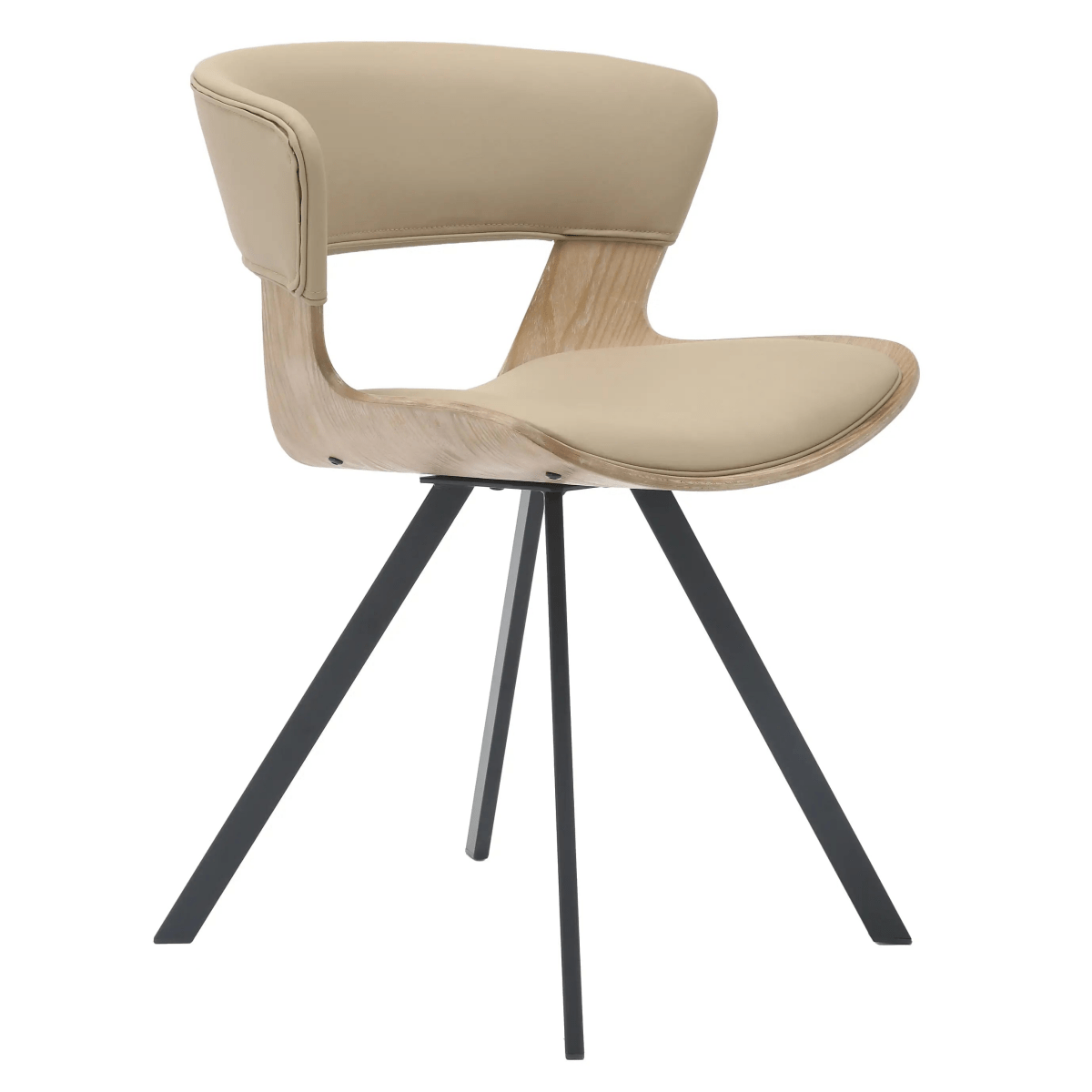 Nymia Modern Upholstered Dining Chair With Saddle Seat Design and Iron Legs Set of 2
