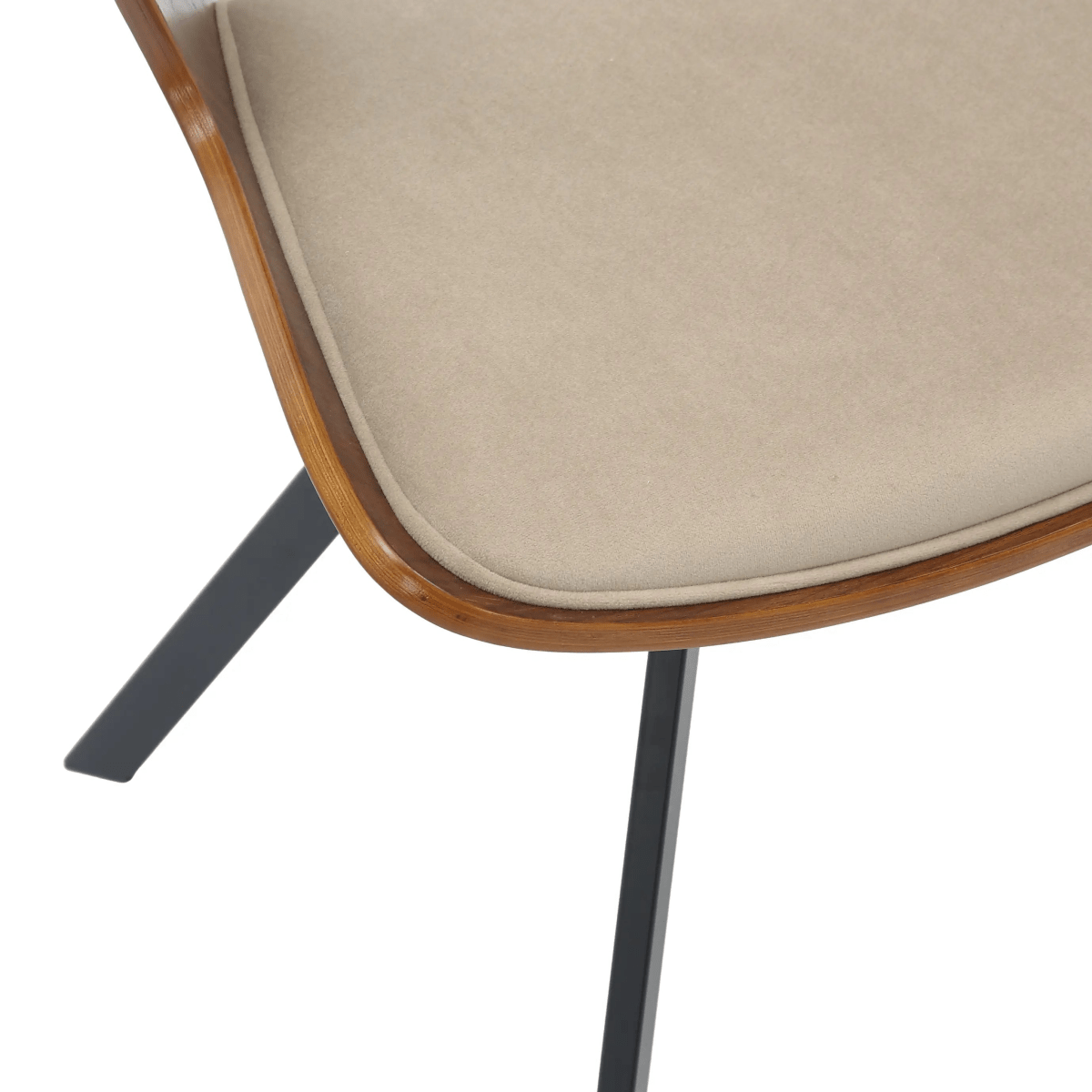 Nymia Modern Upholstered Dining Chair With Saddle Seat Design and Iron Legs Set of 2