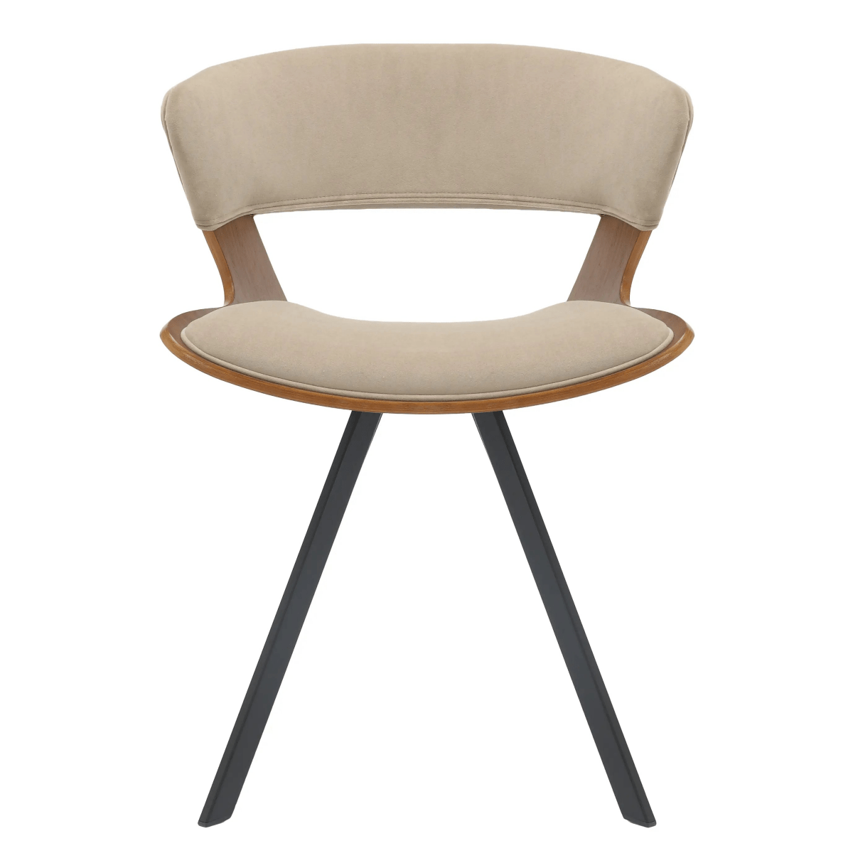 Nymia Modern Upholstered Dining Chair With Saddle Seat Design and Iron Legs Set of 4