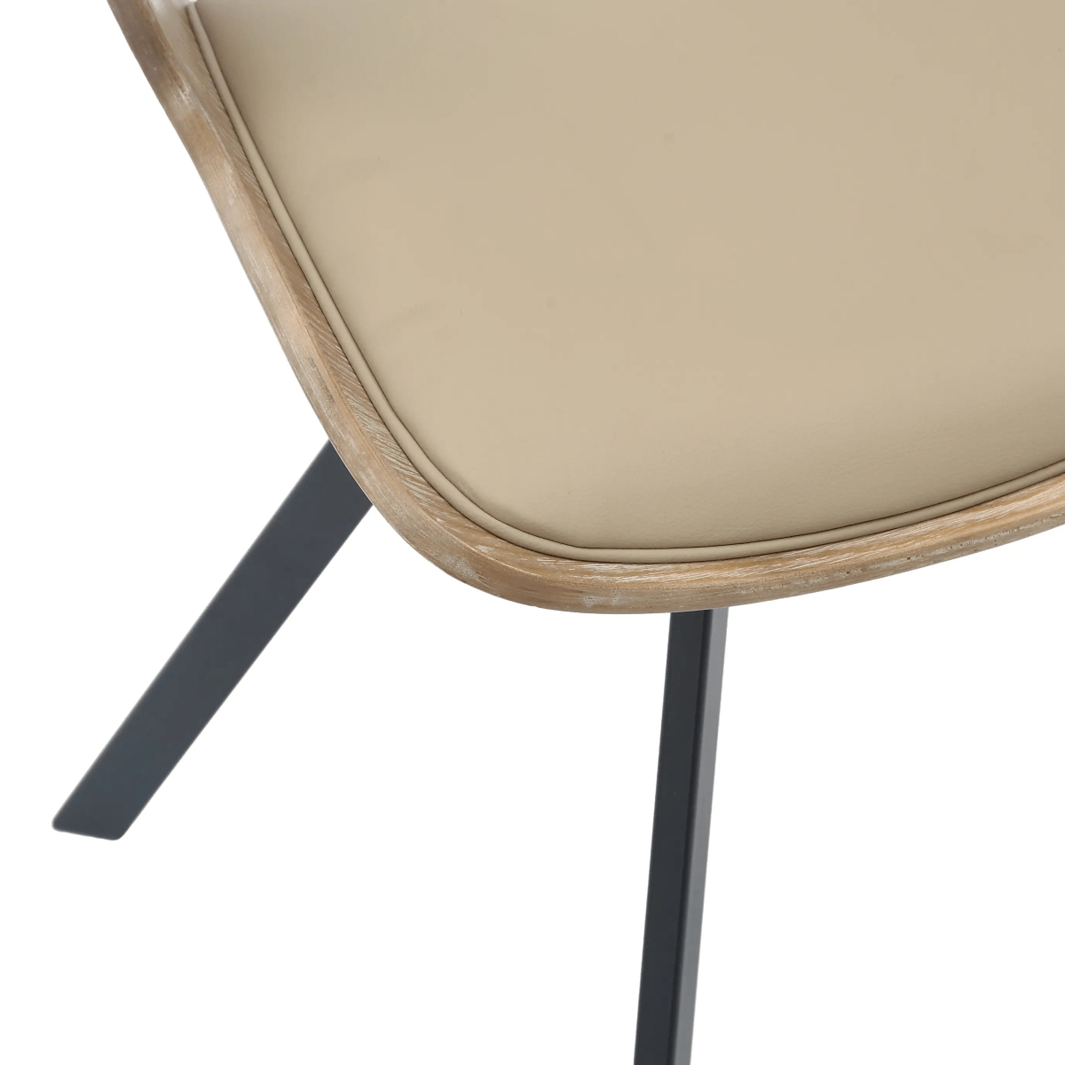 Nymia Modern Upholstered Dining Chair With Saddle Seat Design and Iron Legs Set of 4