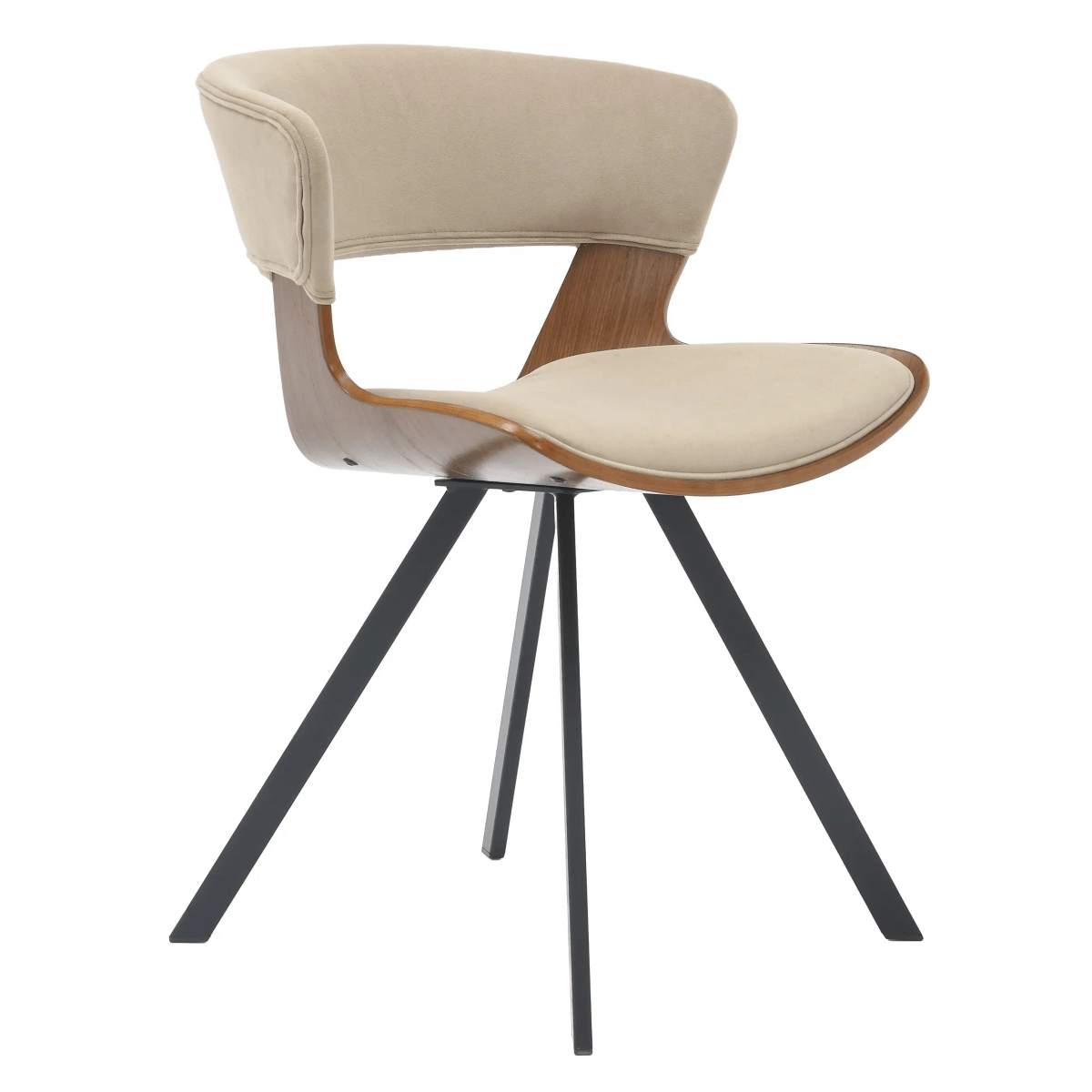 Nymia Modern Upholstered Dining Chair With Saddle Seat Design and Iron Legs Set of 4