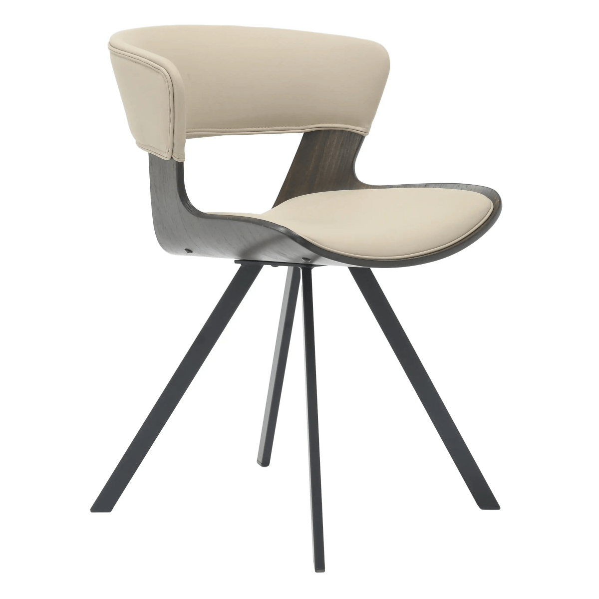 Nymia Modern Upholstered Dining Chair With Saddle Seat Design and Iron Legs Set of 4