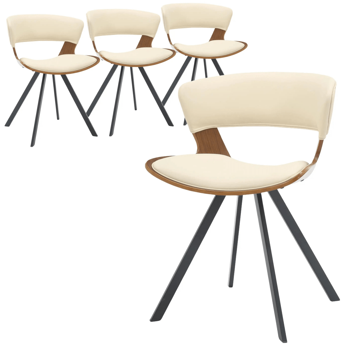Nymia Modern Upholstered Dining Chair With Saddle Seat Design and Iron Legs Set of 4