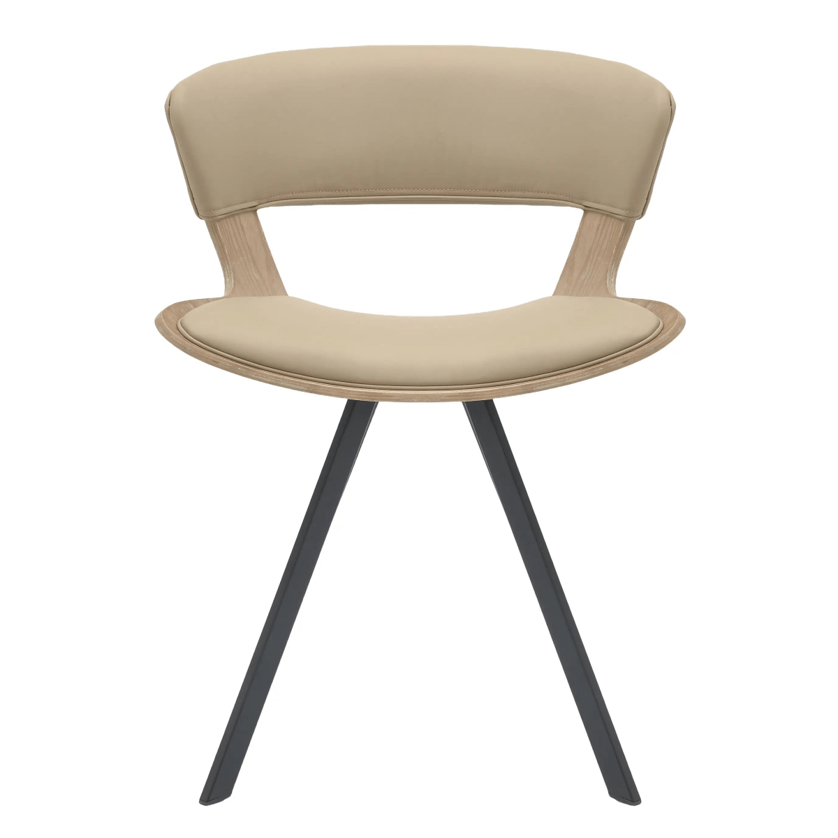 Nymia Modern Upholstered Dining Chair With Saddle Seat Design and Iron Legs Set of 4