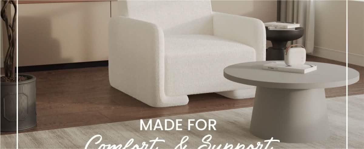 Nyta Accent Chair Upholstered in Linen/Boucle with Pine Wood Frame
