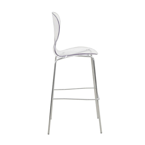 Oyster Mid-Century Modern Acrylic Barstool with Steel Frame in Chrome