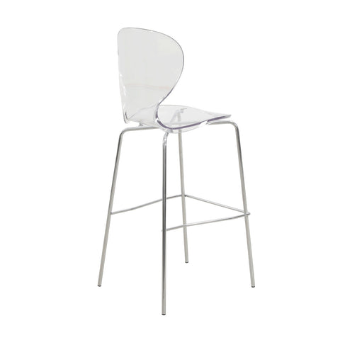 Oyster Mid-Century Modern Acrylic Barstool with Steel Frame in Chrome